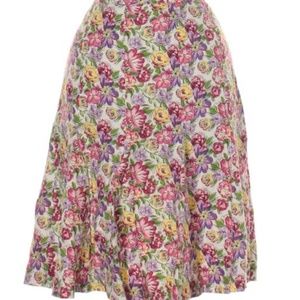 ANN TAYLOR LOFT Midi Floral Skirt Size 0 LINEN